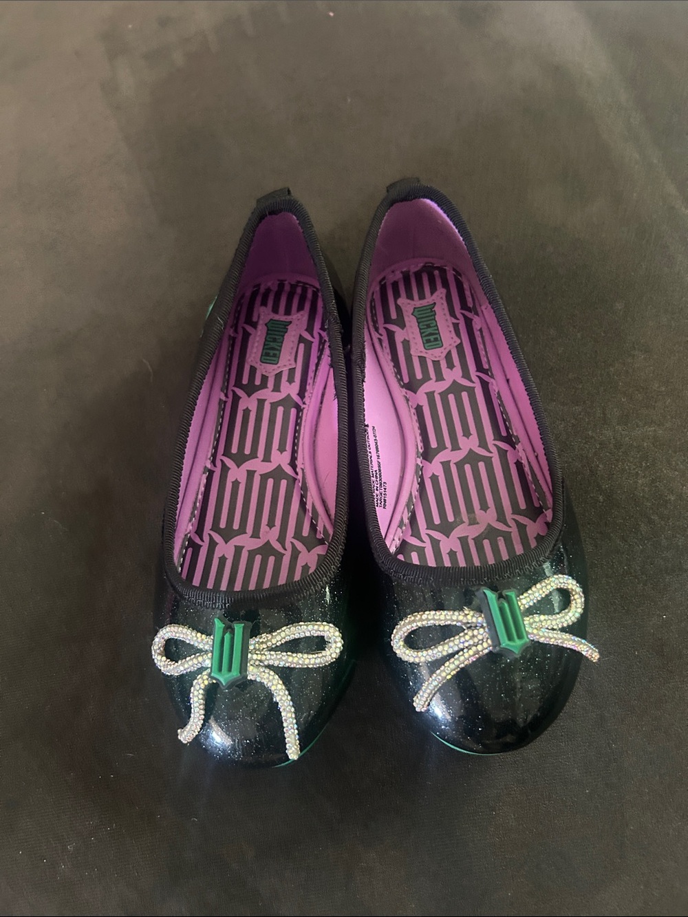 Wicked  Elphaba Kids Black and green  Glitter Ballet Flats